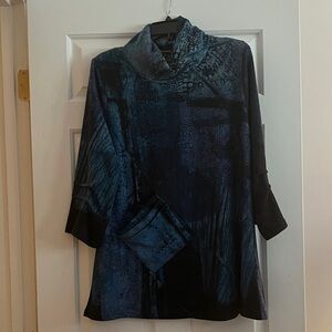 Blue and Black Cowl Neck Tunic